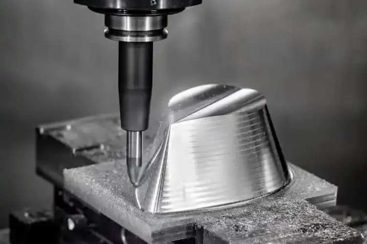 CNC milling operation on a metal component